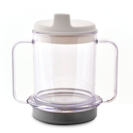 Mug with Lid and Two Handles - No-Tip Weighted Base for Parkinson's