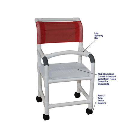 Shower Chair with Flat Stock Seat and Lap Security Bar