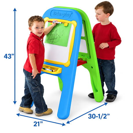 Children's Factory Indoor/Outdoor Molded Double Easel | Double-Sided Kids Easel
