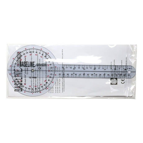 Baseline Plastic Goniometer - 360 Degree Head - 12 inch Arms