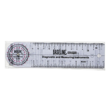 Baseline Plastic Goniometer - Rulongmeter Style - 360 Degree Head - 6 inch Arms