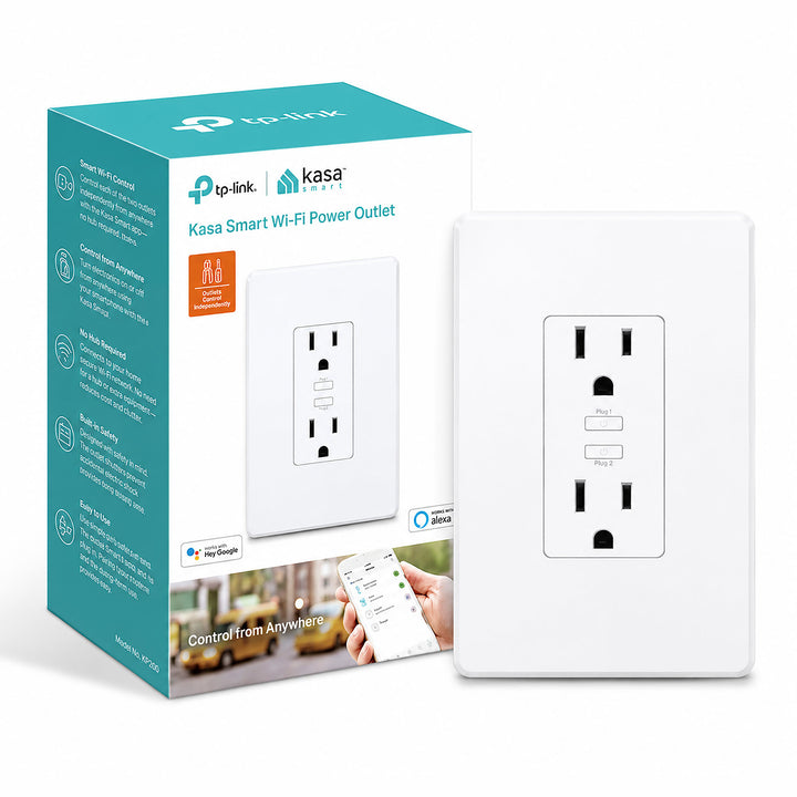 Wi‑Fi Power Outlet KP200 – In-Wall Smart Duplex Outlet with Alexa & Google Assistant