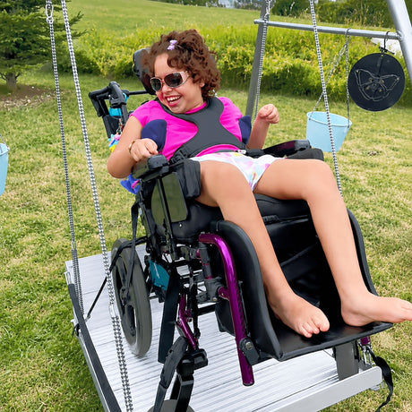 Wheelchair Platform Swing with Frame – Accessible Sensory Therapy Swing for Manual Wheelchairs