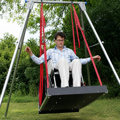 Wheelchair Platform Swing with Frame – Accessible Sensory Therapy Swing for Manual Wheelchairs