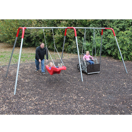 2-Bay ADA Platform Swing with Wheelchair Platform and JennSwing Seat