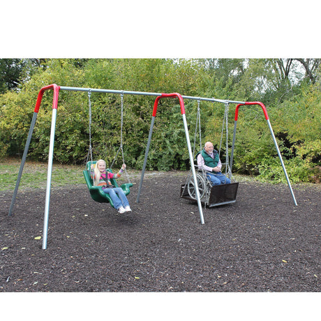 2-Bay ADA Platform Swing with Wheelchair Platform and JennSwing Seat