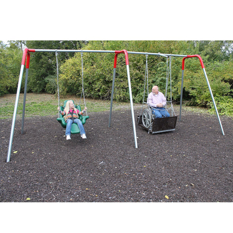 2-Bay ADA Platform Swing with Wheelchair Platform and JennSwing Seat