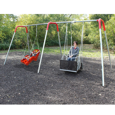 2-Bay ADA Platform Swing with Wheelchair Platform and JennSwing Seat