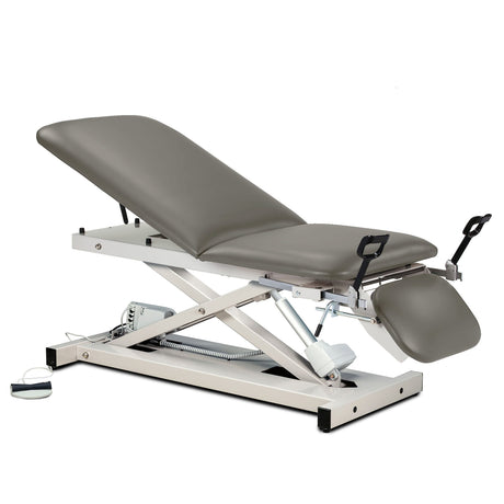Open Base Power Table with Adjustable Backrest, Footrest & Stirrups