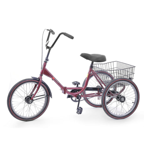 Worksman Port-O Folding Trike - Single Speed with Coaster Brake and Front Caliper Brake