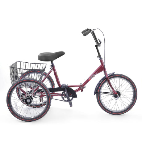Worksman Port-O Folding Trike - Single Speed with Coaster Brake and Front Caliper Brake