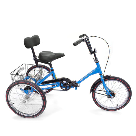 Worksman Port-O Folding Trike - Single Speed with Coaster Brake and Front Caliper Brake